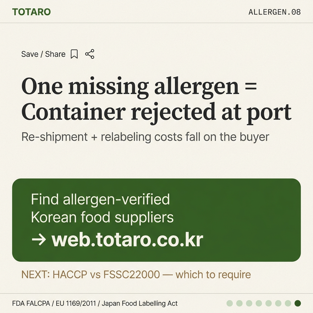 TOTARO — find allergen-verified Korean food suppliers in 5 minutes