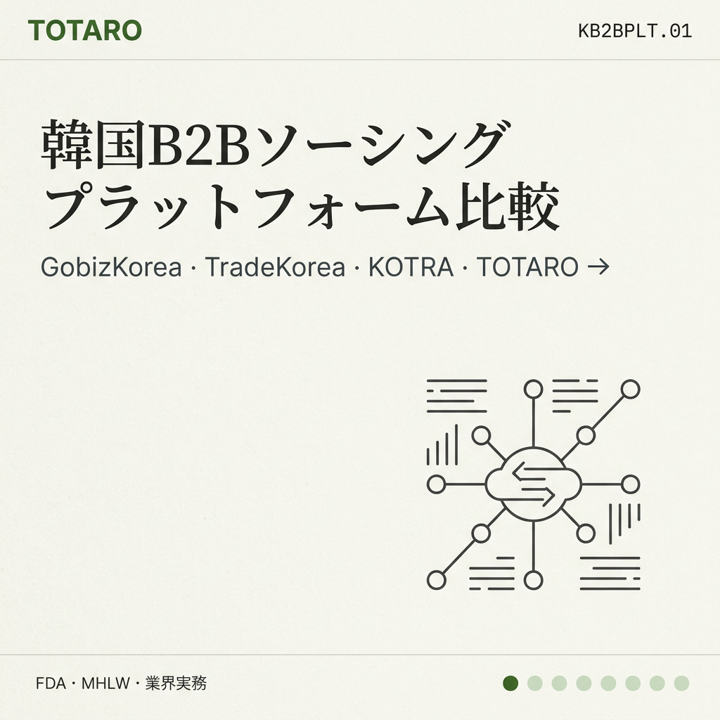 韓国B2Bソーシングプラットフォーム比較 — GobizKorea・TradeKorea・KOTRA・TOTARO (2026)