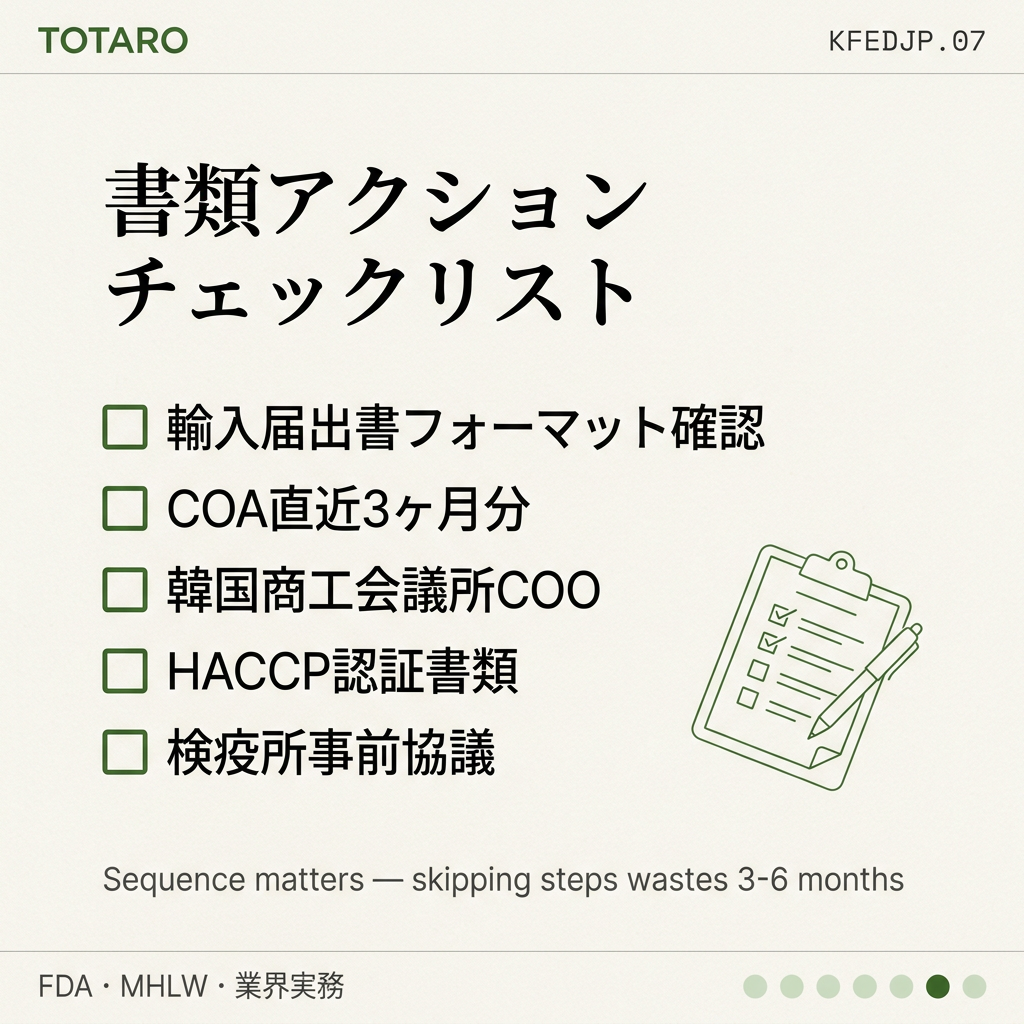 韓国食品 日本輸入書類 action