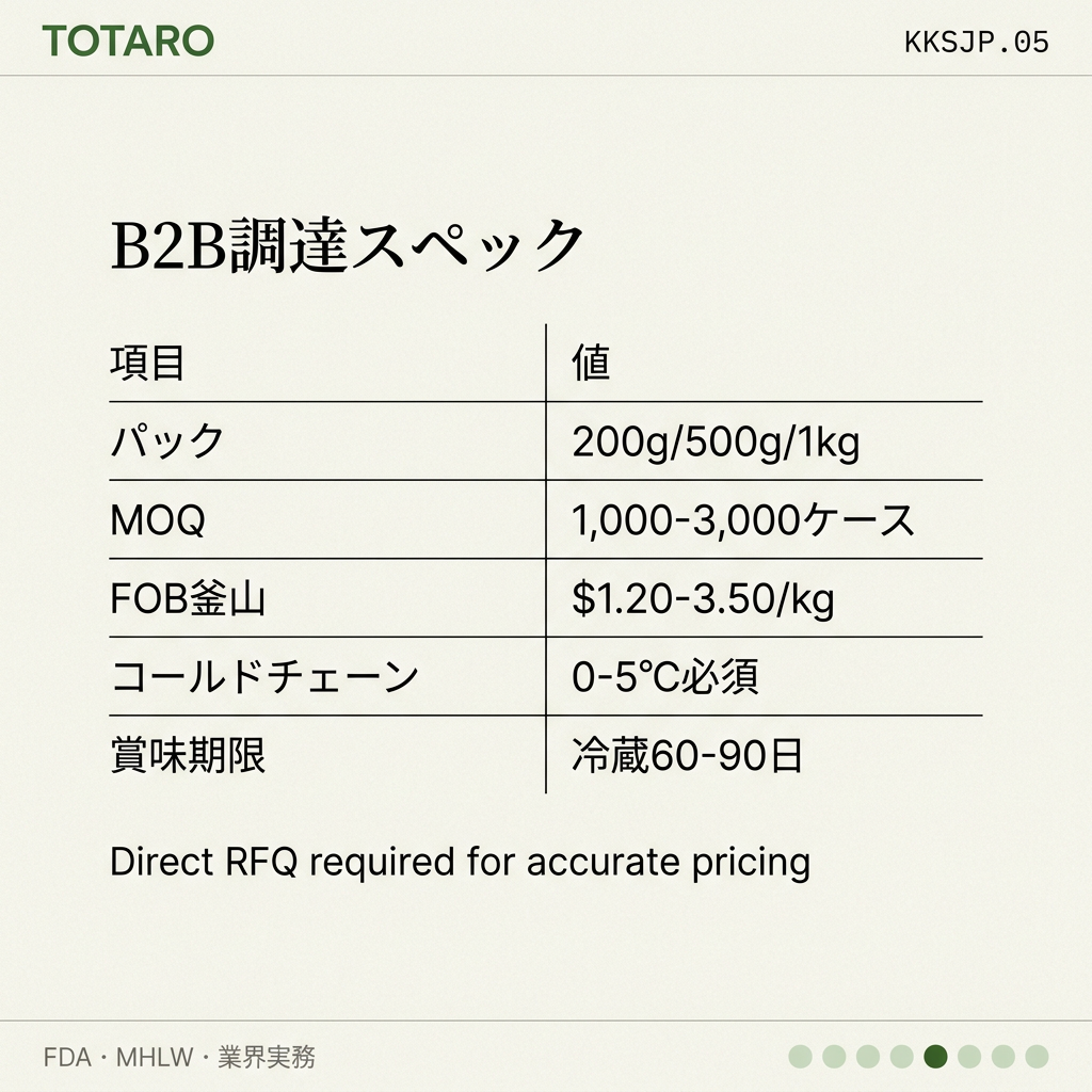 韓国キムチサプライヤー 日本 specs