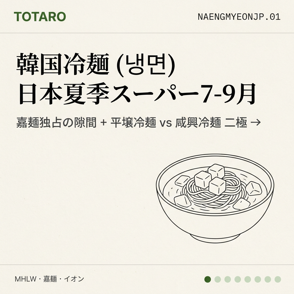 韓国冷麺 (냉면 / ネンミョン) の日本夏季スーパー戦略 — 7-9月限定棚で勝負(2026年)