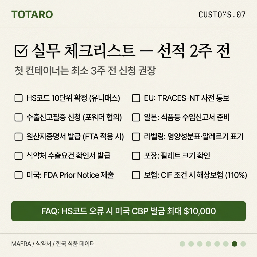 선적 2주 전 실무 체크리스트 전체