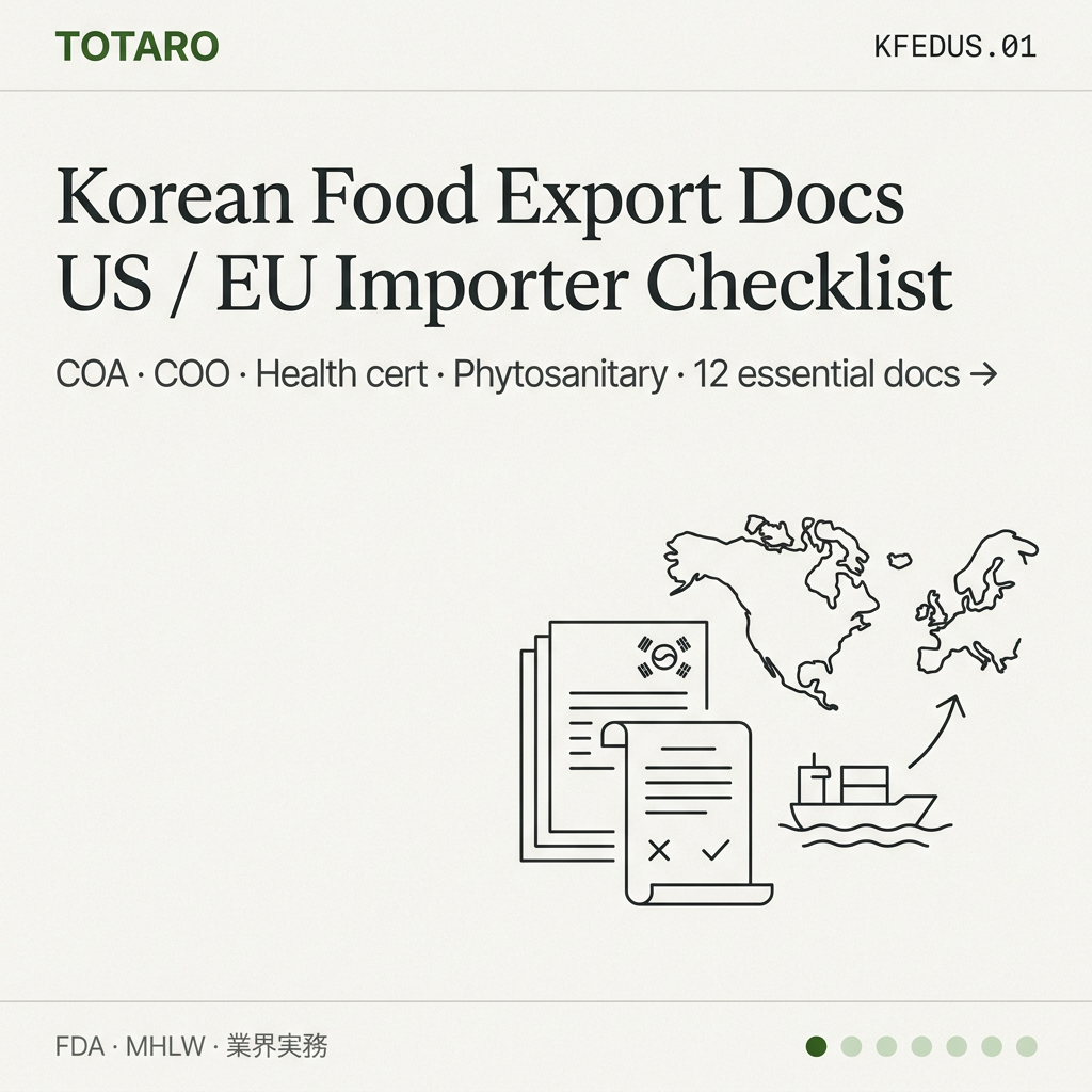 Korean Food Export Docs — US/EU Importer Checklist (2026)