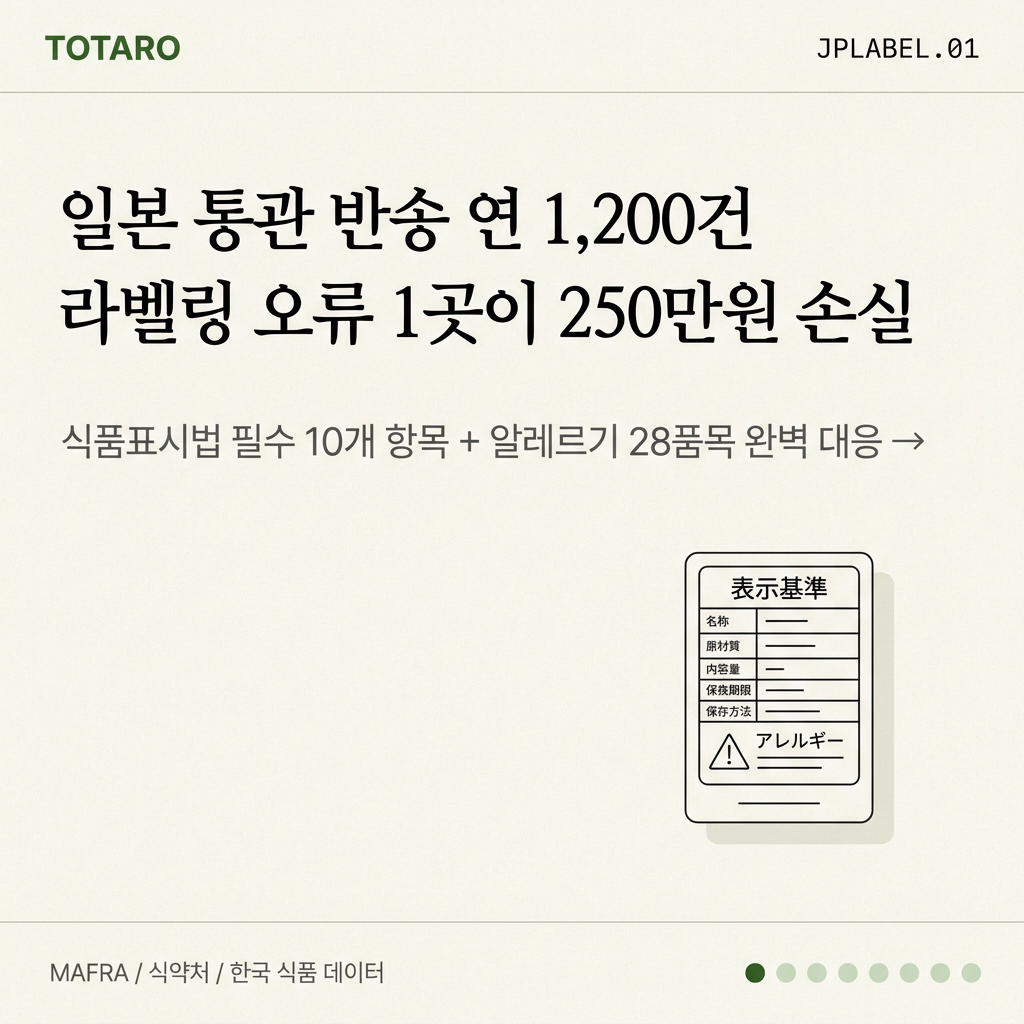 일본 식품표시법 라벨링 오류 통관 반송 예방 가이드 표지