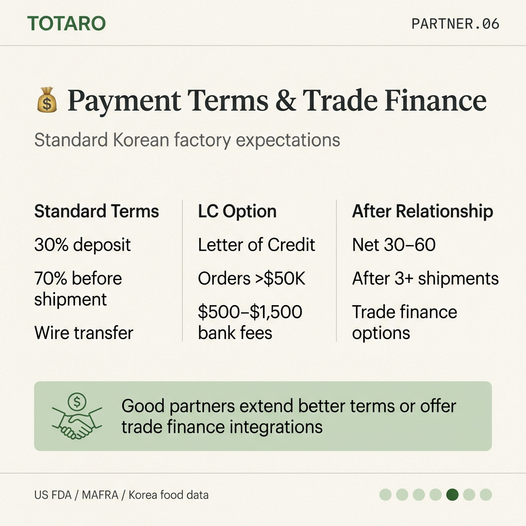 Payment terms and trade finance options comparison