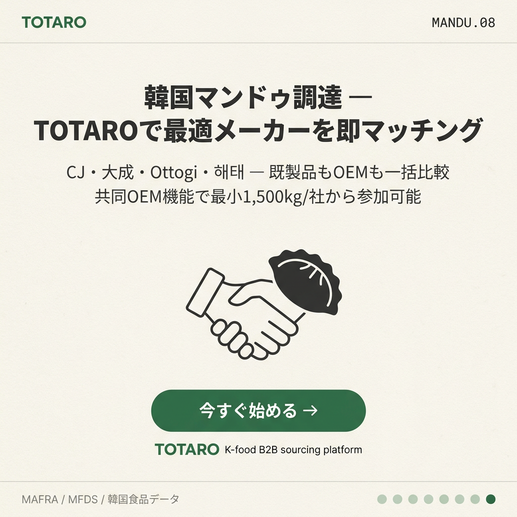TOTAROで韓国マンドゥメーカーとマッチング開始