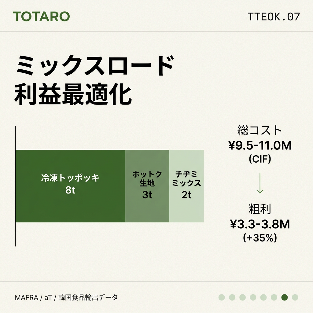 20ftコンテナミックスロード構成と粗利計算