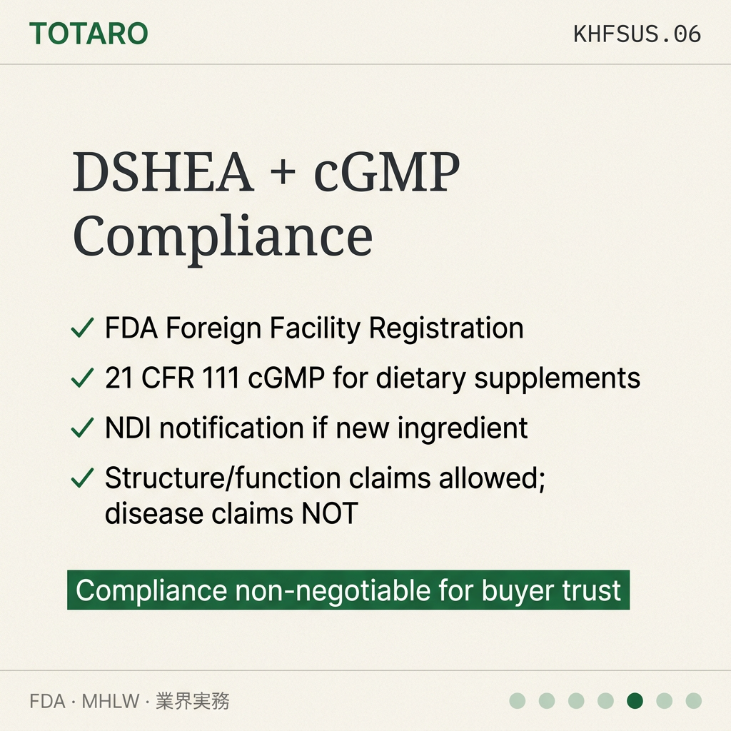 Korean Health Food Suppliers US regulation
