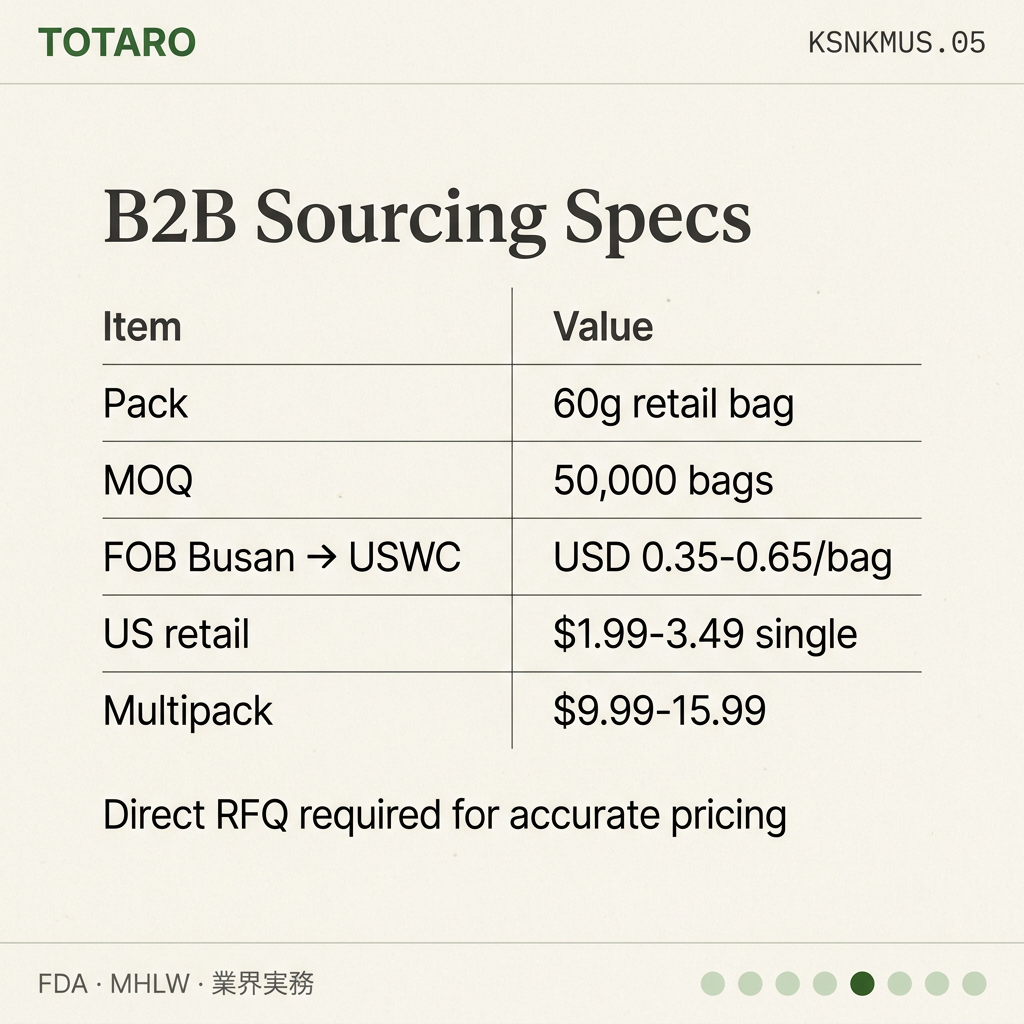 Korean Snack Manufacturers US specs
