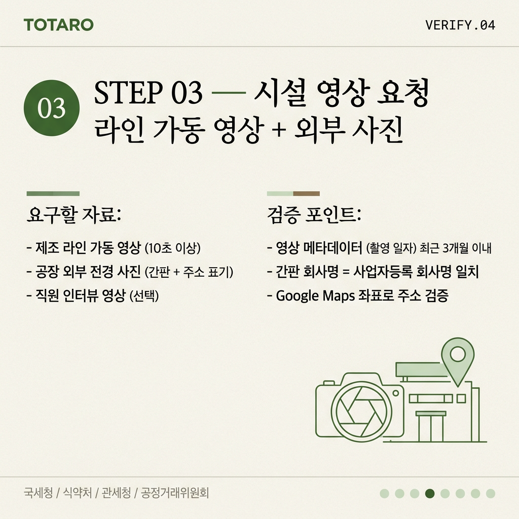 STEP 3 — 제조시설 사진·영상 요청