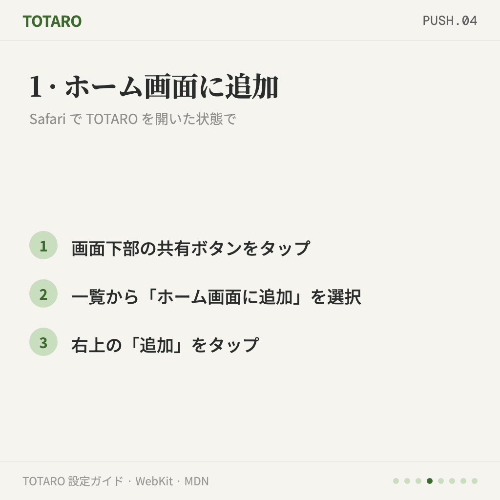 手順1 — Safari からホーム画面に追加する